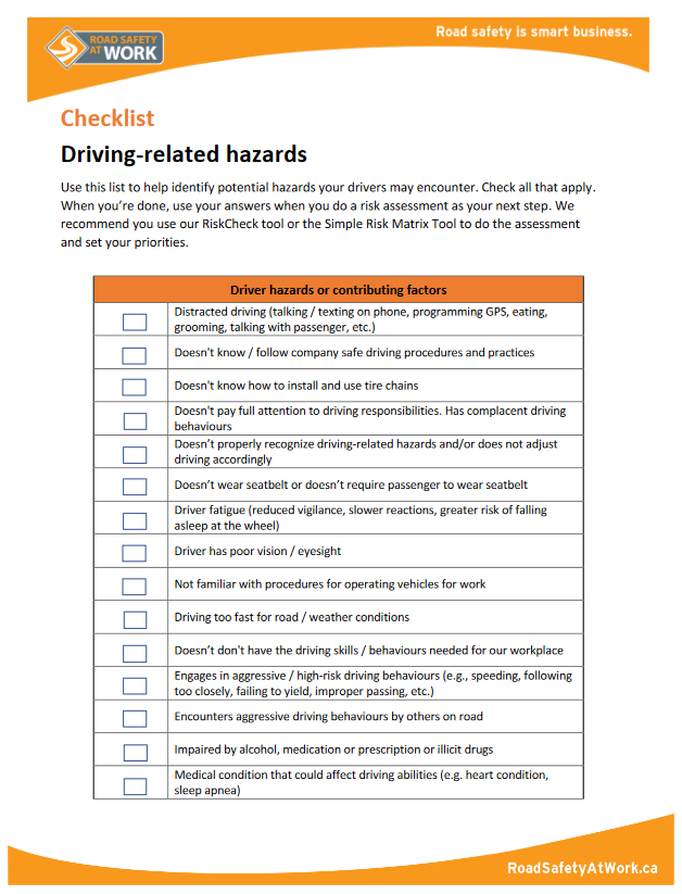 trip hazard checklist