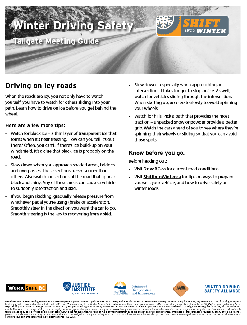 Driving on Icy Roads - Road Safety at Work