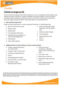 Vehicle Emergency Kit Checklist - Road Safety at Work